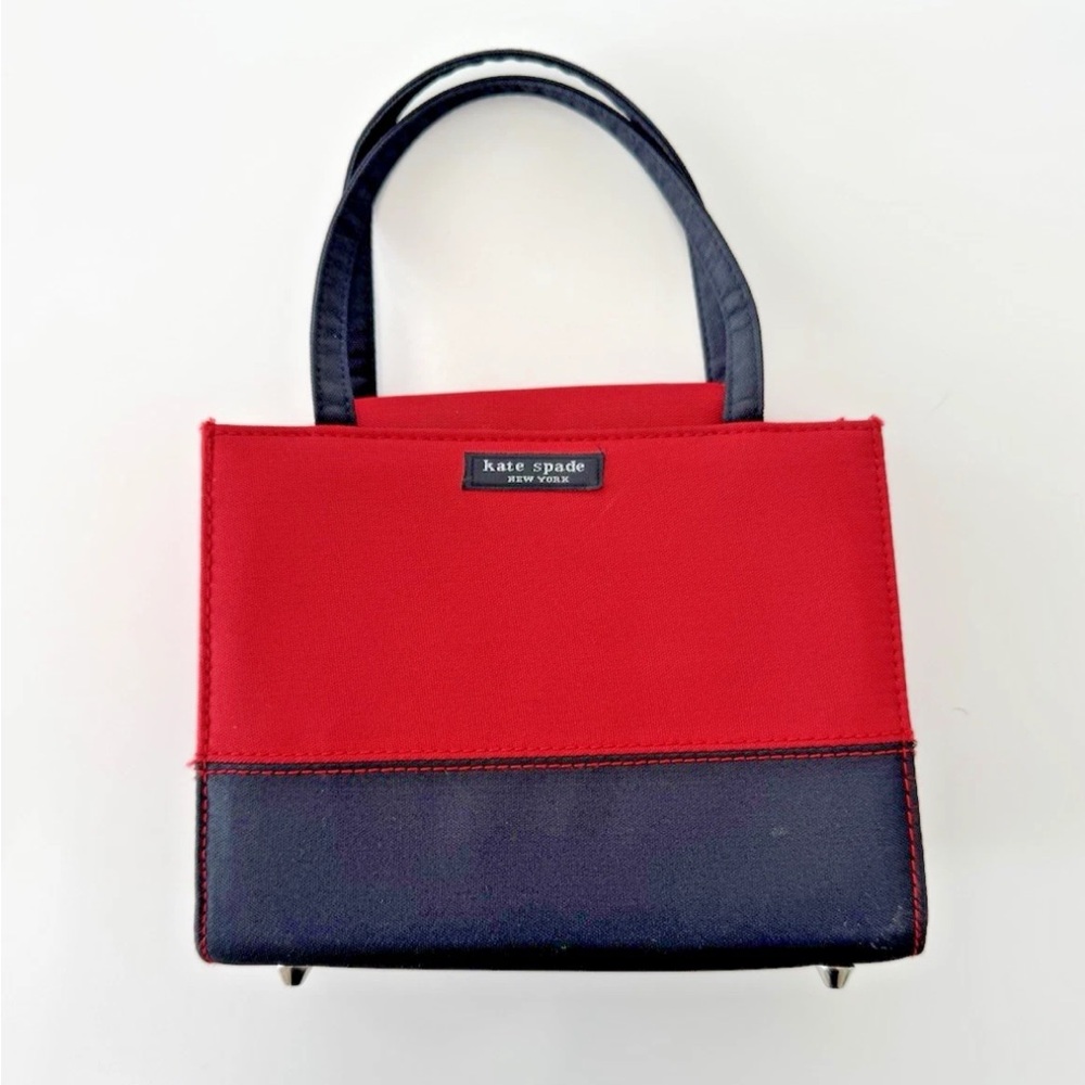 Vtg Kate Spade Red And Black Small Nylon Handbag Purse